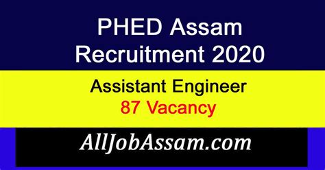 Phed Assam Recruitment 2020 Apply For 87 Assistant Engineer Ae