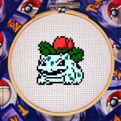 Pok Mon Ivysaur Bit Pixel Cross Stitch Pattern Pdf Etsy