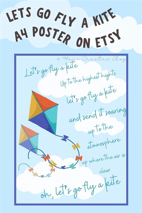 A4 Print Of Famous Song Lets Go Fly A Kite With Lyrics Etsy UK In