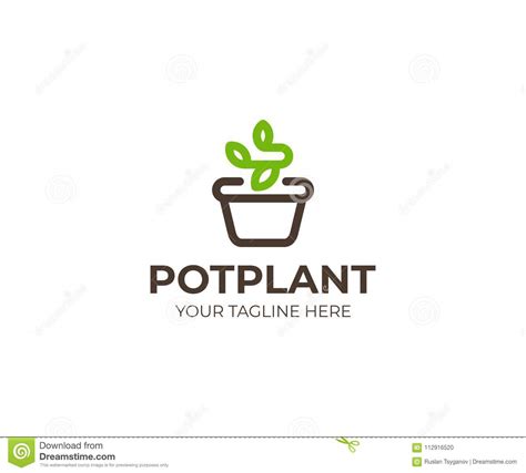 Plant In The Pot Logo Template Flowerpot And Sprout Vector Design