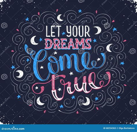 Dreams Come True Motivation Poster Vector Illustration