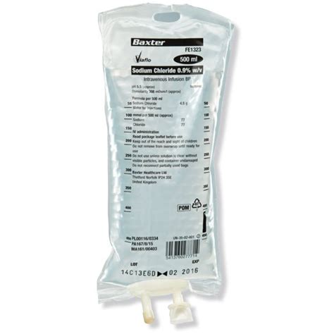 Saline Sodium Chloride Ml Sterile Viaflex Bag Ahns