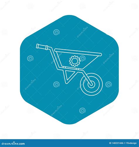 Gardening Wheelbarrow Icon Outline Style Stock Vector Illustration