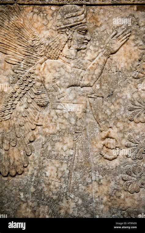 Assyrian Relief Sculpture Panel Of A Female Protective Spirit From