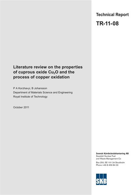 PDF Literature Review On The Properties Of Cuprous Oxide Cu2O And