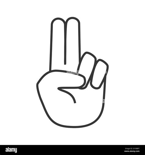 Line Art Vector Illustration Of A Peace Sign Hand Gesture Symbolizing