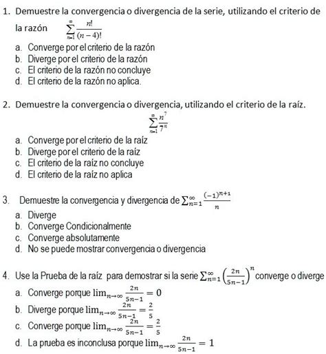 Solved Demuestre La Convergencia Divergencia De La Serie Utilizando