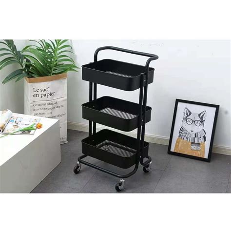 Tier Kitchen Utility Trolley Cart Shelf Storage Rack With Wheels And