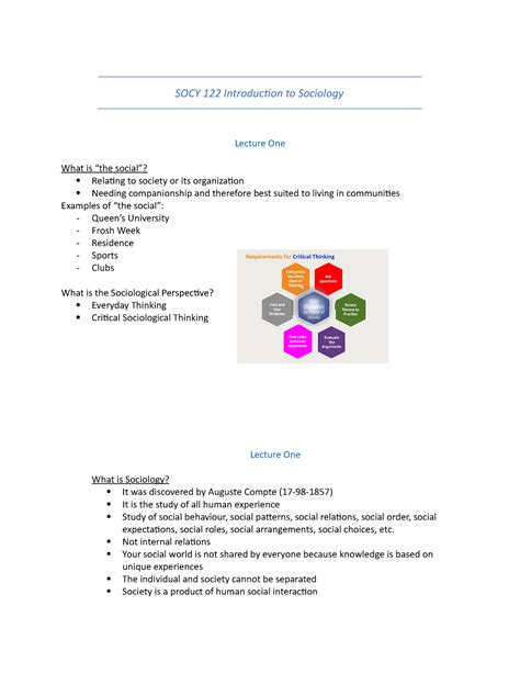 SOCY 122 Week 1 Lectures SOCY 122 Introduction To Sociology Lecture