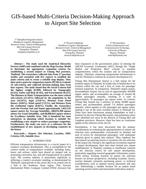 Pdf Gis Based Multi Criteria Decision Making Approach To Airport Site Selection