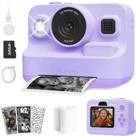 Lilas Appareil photo numérique pour enfant Impression instantanée