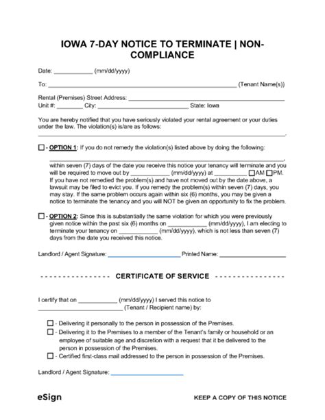 Free Iowa Eviction Notice Templates Pdf Word