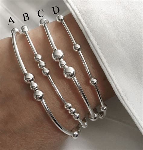 925 Sterling Silver Tube Bracelet Sterling Silver Stretch Etsy