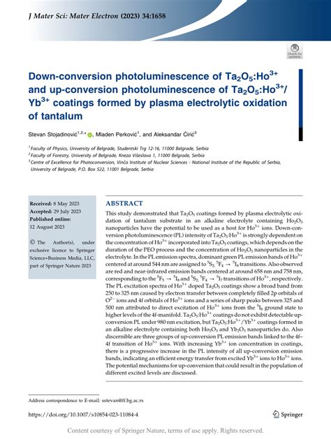 Down Conversion Photoluminescence Of Ta2o5 Ho3 And Up Conversion Photoluminescence Of Ta2o5 Ho3