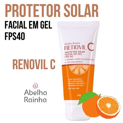 Protetor Solar Facial Renovil FPS 40 Vitamina C Acido Hialuronico