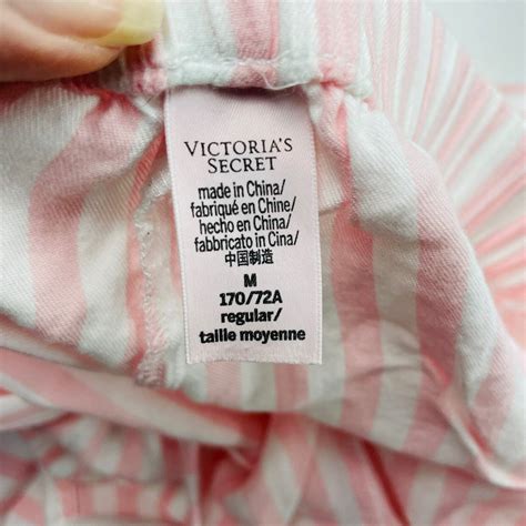 Victorias Secret Pajamas Set Womens M Signature Pink Stripe Flannel Top