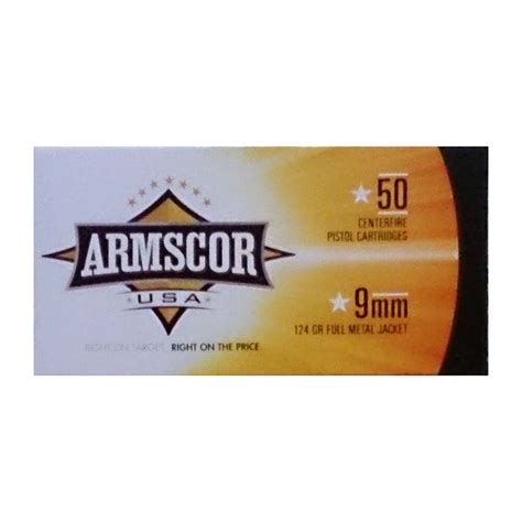 Armscor USA 9mm Luger Ammunition 1000 Rounds FMJ 124 Grains F AC 9 4N