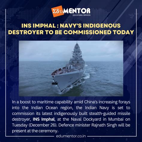 The commissioning ceremony for INS Imphal, the indigenous destroyer of ...