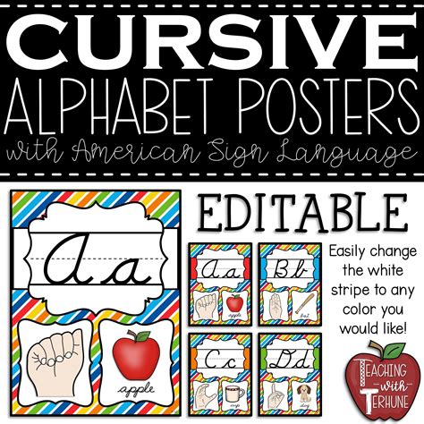 Cursive Alphabet For Classroom Wall Alphabetworksheetsfree