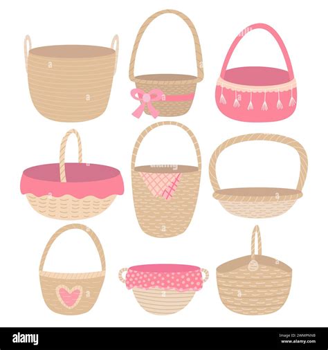 Set Of Wicker Baskets Stock Vector Image Art Alamy