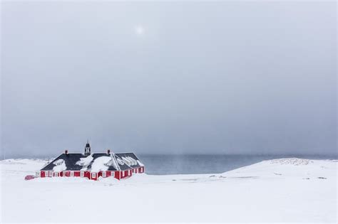 Premium Photo Old Red Building Among The Snow At The Fjord Nuuk Greenland