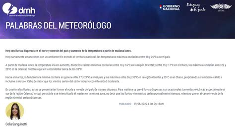 DMH Paraguay on Twitter Comentario de la Meteoróloga Hoy con lluvias