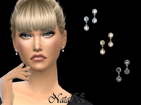 The Sims Resource Natalis Double Round Crystals Earrings