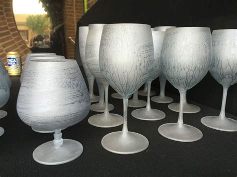 Israeli Hand Painted Hebron Art Glass Stemware Set