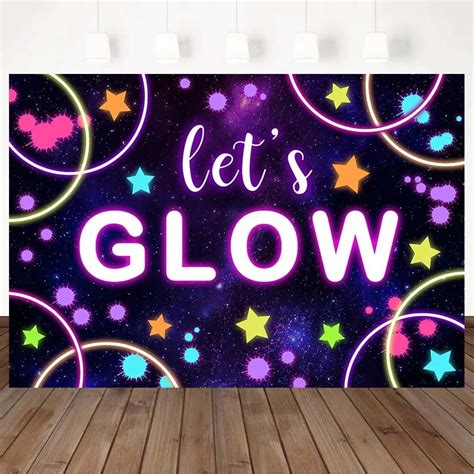 Lets Glow Birthday Photography Backdrops Glow In The Dark Neon Party