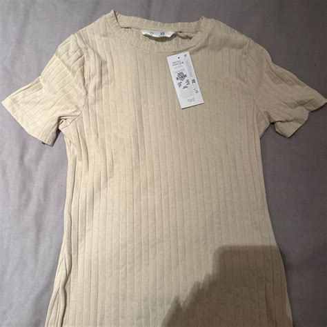 Nude Bodycon Midi Short Sleeve Dress Brand New With Depop