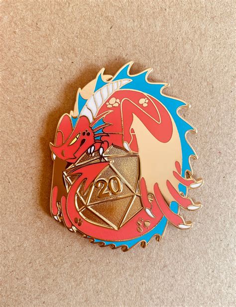 D20 Dragon Enamel Pin Etsy