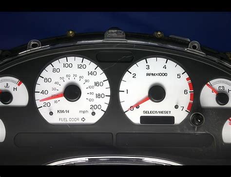 1999 2004 Ford Mustang METRIC KMH KPH Dash Cluster White Face Gauges EBay