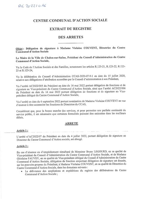 Calaméo Délégation de signature Madame Violaine COUVENT CCAS