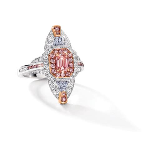 Artemis Argyle Pink Diamond Ring With Blue And White Diamonds Fine