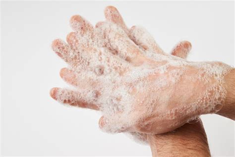 Man Washing Dirty Hands With Soap Close Up Stock Image Image Of Copy