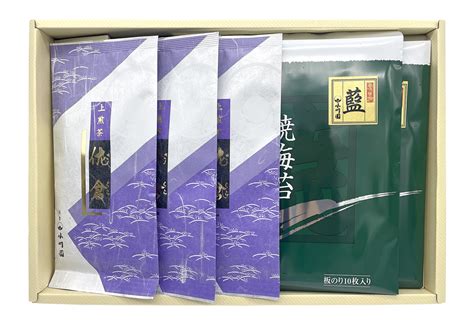 上煎茶 佐倉 100g 3本／焼海苔 藍 7枚入×2袋 小川園オンラインショップ