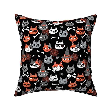 Halloween Cats Fabric Spooky Cute Fabric Spoonflower