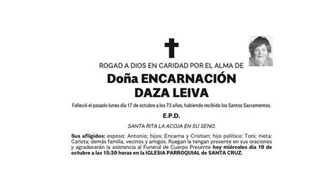 Esquela Encarnaci N Daza Leiva Diario De Ibiza