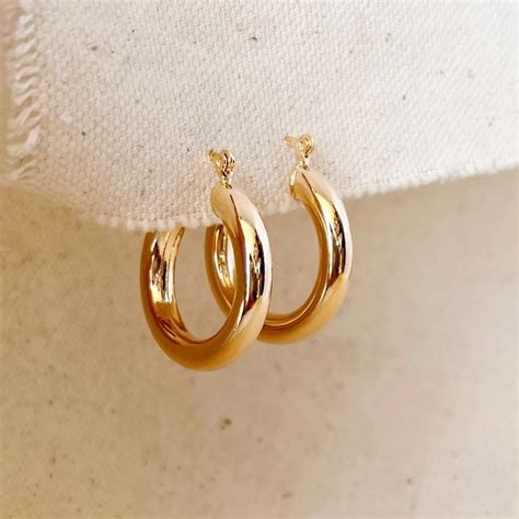 18k Gold Filled Classic 25mm Tube Hoop Earrings Rebel Mimi