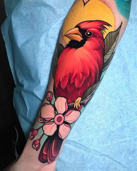 Female Cardinal Bird Tattoo