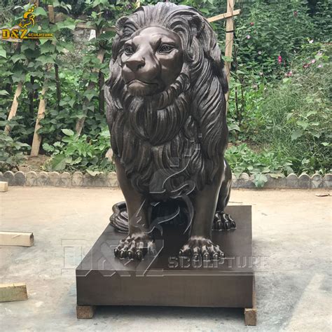 Large Bronze Standing Lion Statue Home Decor For Sale