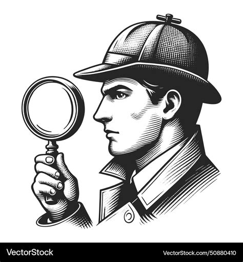 Detective Holding Magnifying Glass Royalty Free Vector Image