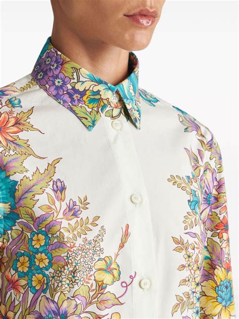 ETRO Camisa Con Estampado Floral Blanco FARFETCH MX