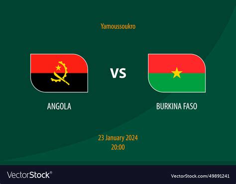 Angola Vs Burkina Faso Football Scoreboard Vector Image