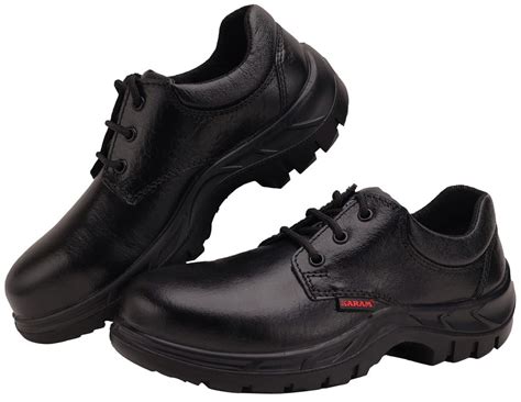 Karam Fs05 Black Leather Safety Shoes For Men Single Density With