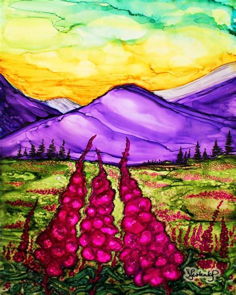 Fireweed Sunset Alcohol Ink Painting Deb S Creative Paws Alcohol