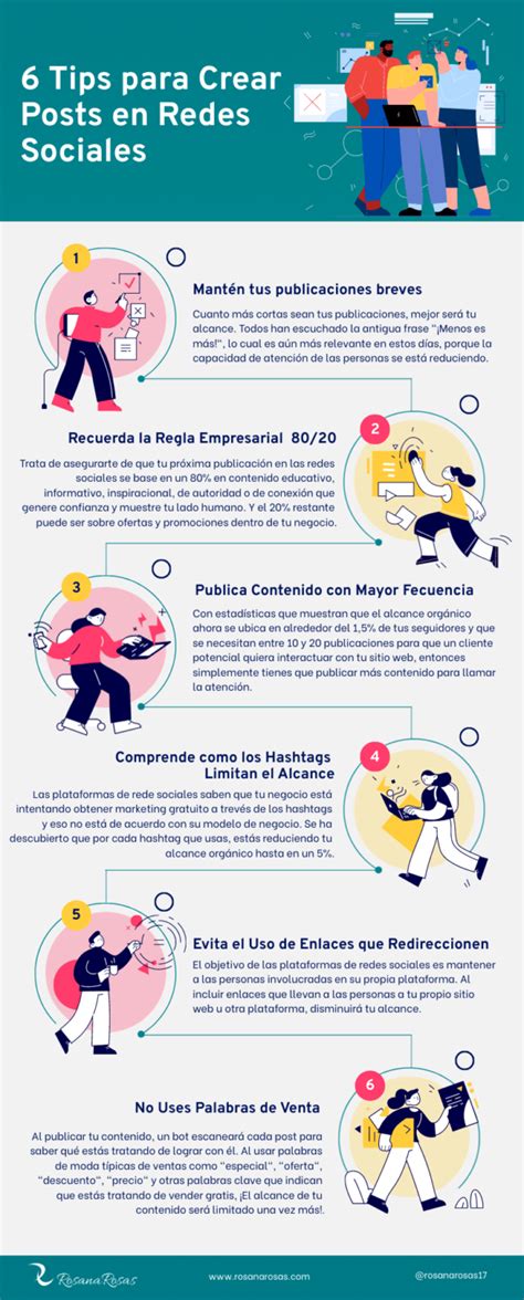 6 Tips para Crear Posts en Redes Sociales Infografía