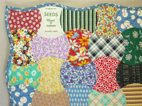 Feed Sack Apple Core Quilt Vintage Look Scrap Quilt Baby Crib Quilt