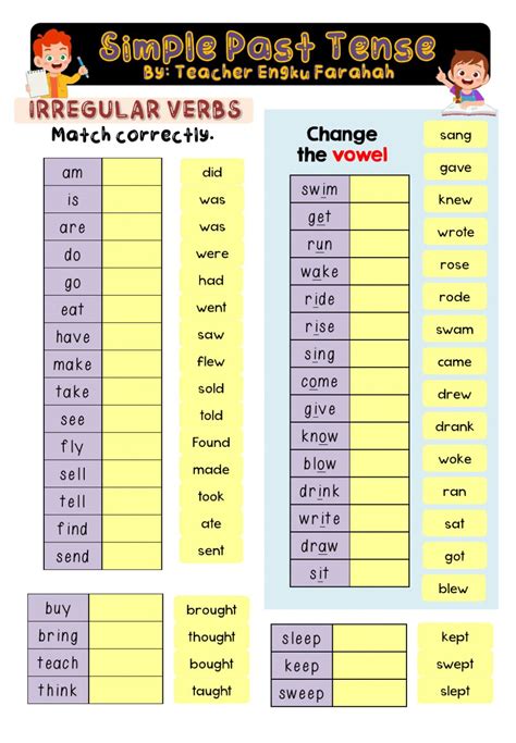 Simple Past Tense Regular Irregular Verbs Worksheet