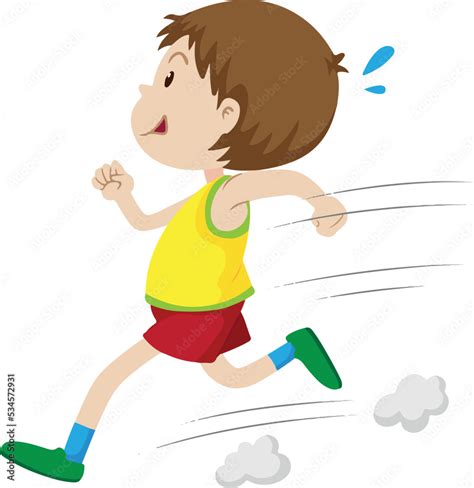 Running Boy Vector Running Boy Cartoon Character Vector New Stock